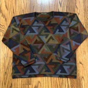 Colorful Geometric Alpaca Sweater 90s Style Size L